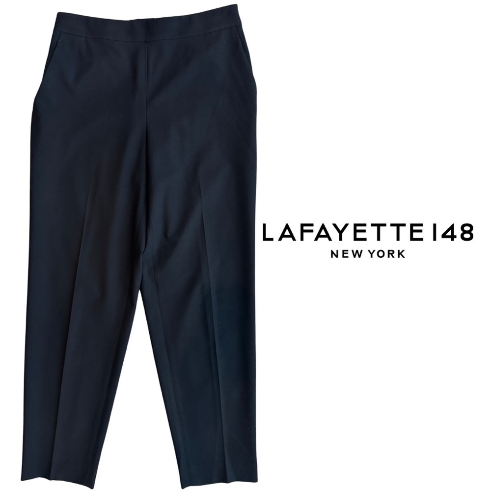 Lafayette 148 New York High Rise Side Zip Black Trousers Small